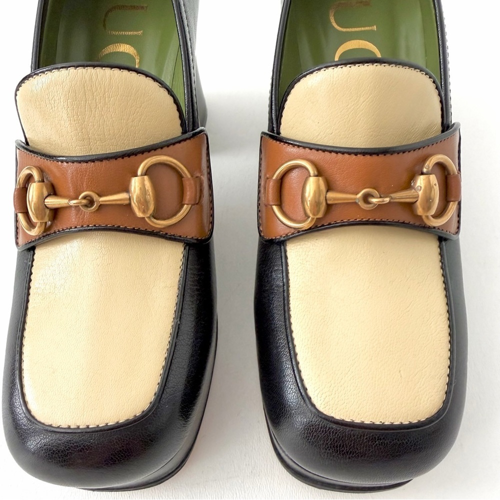 GUCCI | Horsebit Platform Loafer Pumps Houdan Block Heel Leather EU 36 - Picture 3 of 12
